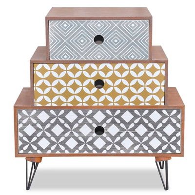vidaXL Nightstand with 3 Drawers Brown