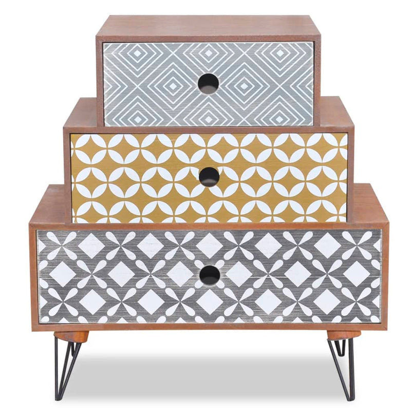vidaXL Nightstand with 3 Drawers Brown