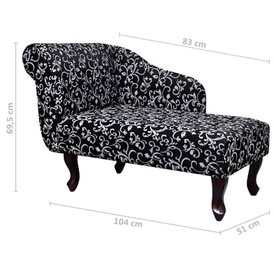 vidaXL Chaise Longue Black and White Fabric
