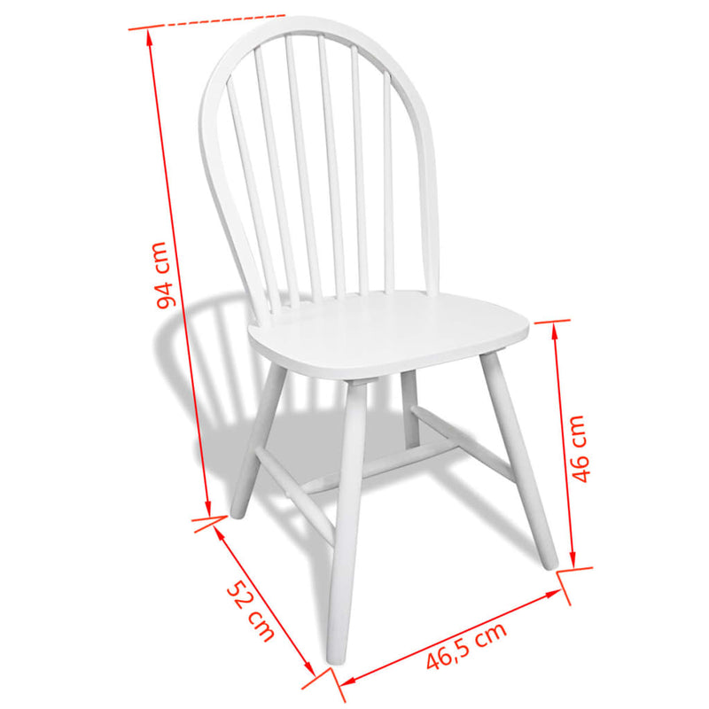 vidaXL Dining Chairs 6 pcs White Solid Rubber Wood