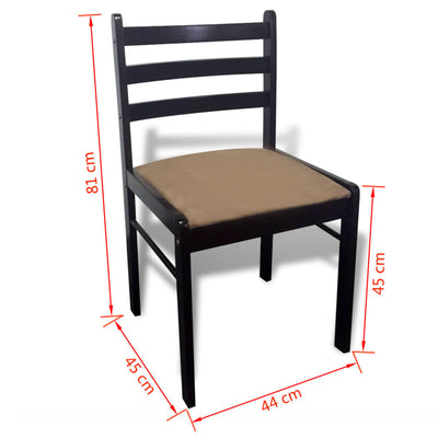 vidaXL Dining Chairs 6 pcs Brown Solid Wood and Velvet