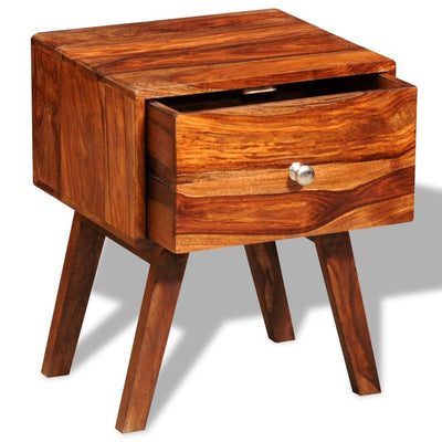vidaXL Nightstand with 1 Drawer 55 cm Solid Sheesham Wood