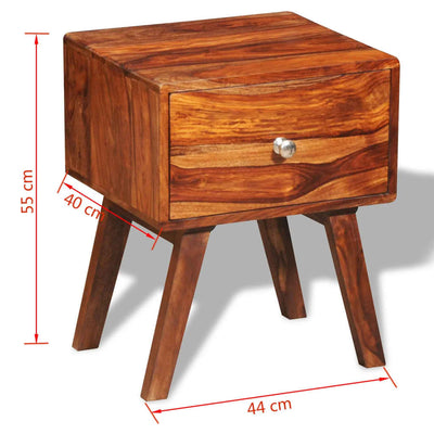 vidaXL Nightstand with 1 Drawer 55 cm Solid Sheesham Wood