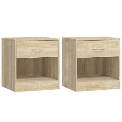 vidaXL Nightstand 2 pcs with Drawer Oak Colour