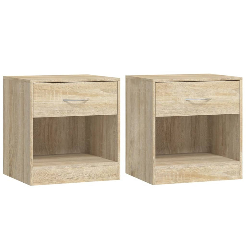 vidaXL Nightstand 2 pcs with Drawer Oak Colour