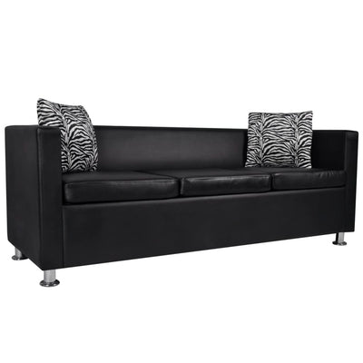 vidaXL Sofa Set Artificial Leather 3-Seater 2-Seater Armchair Black