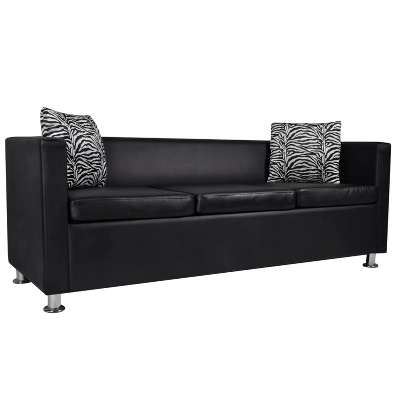 vidaXL Sofa Set Artificial Leather 3-Seater 2-Seater Armchair Black