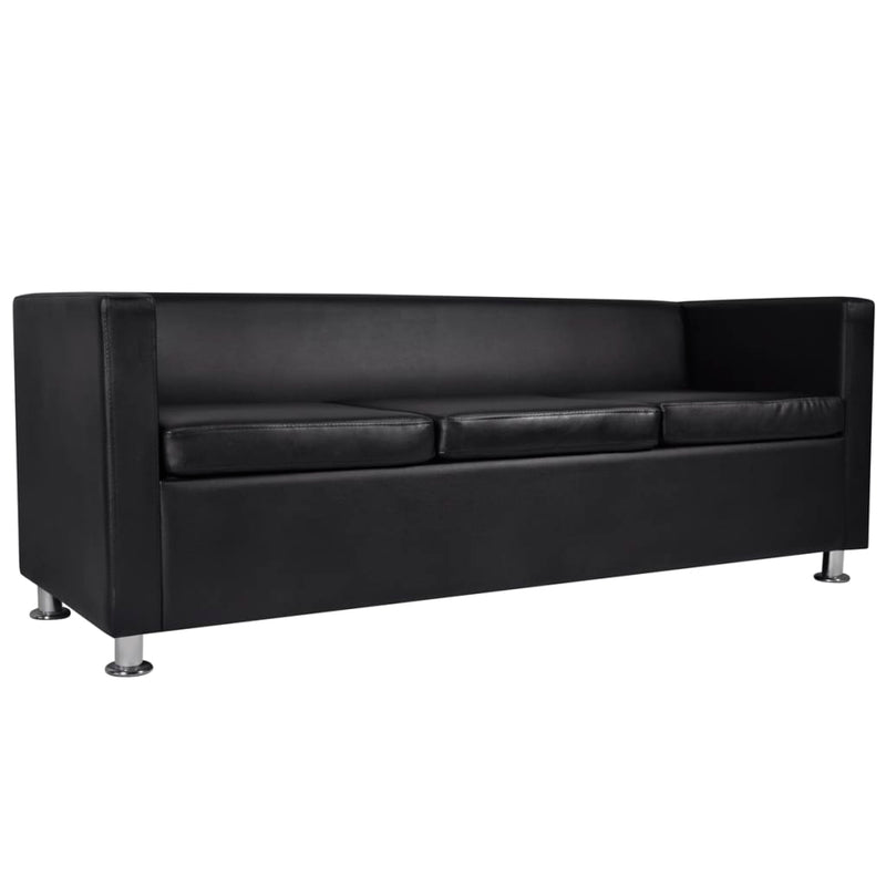 vidaXL Sofa Set Artificial Leather 3-Seater 2-Seater Armchair Black