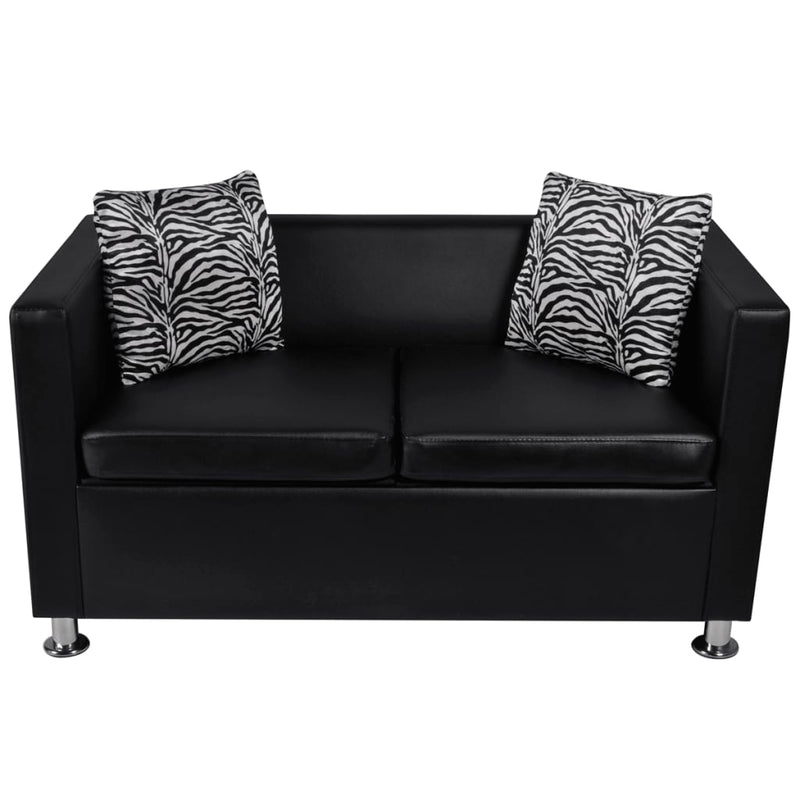 vidaXL Sofa Set Artificial Leather 3-Seater 2-Seater Armchair Black