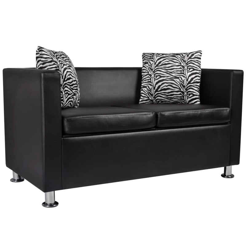 vidaXL Sofa Set Artificial Leather 3-Seater 2-Seater Armchair Black