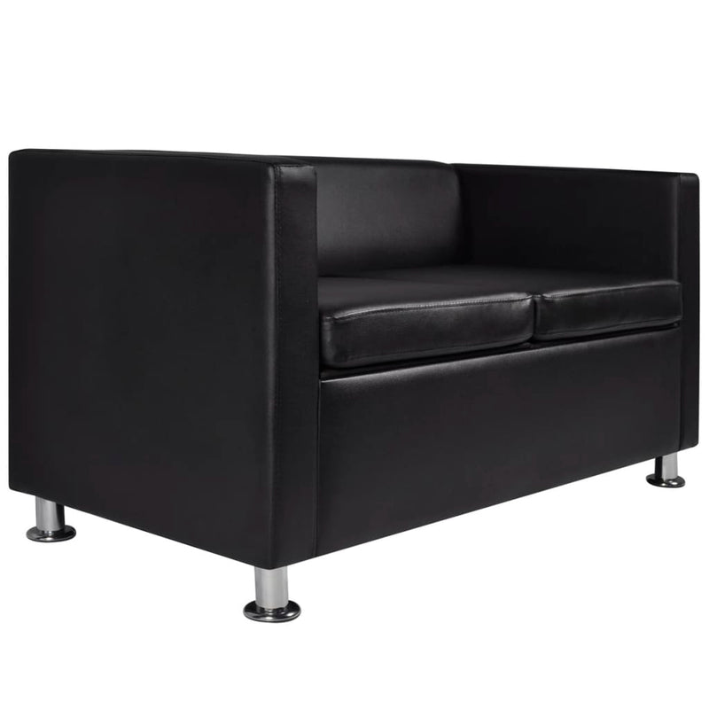 vidaXL Sofa Set Artificial Leather 3-Seater 2-Seater Armchair Black