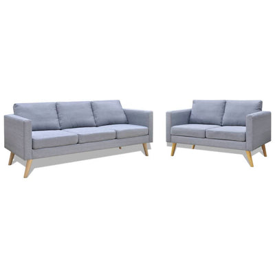 vidaXL Sofa Set 2-Seater and 3-Seater Fabric Light Grey