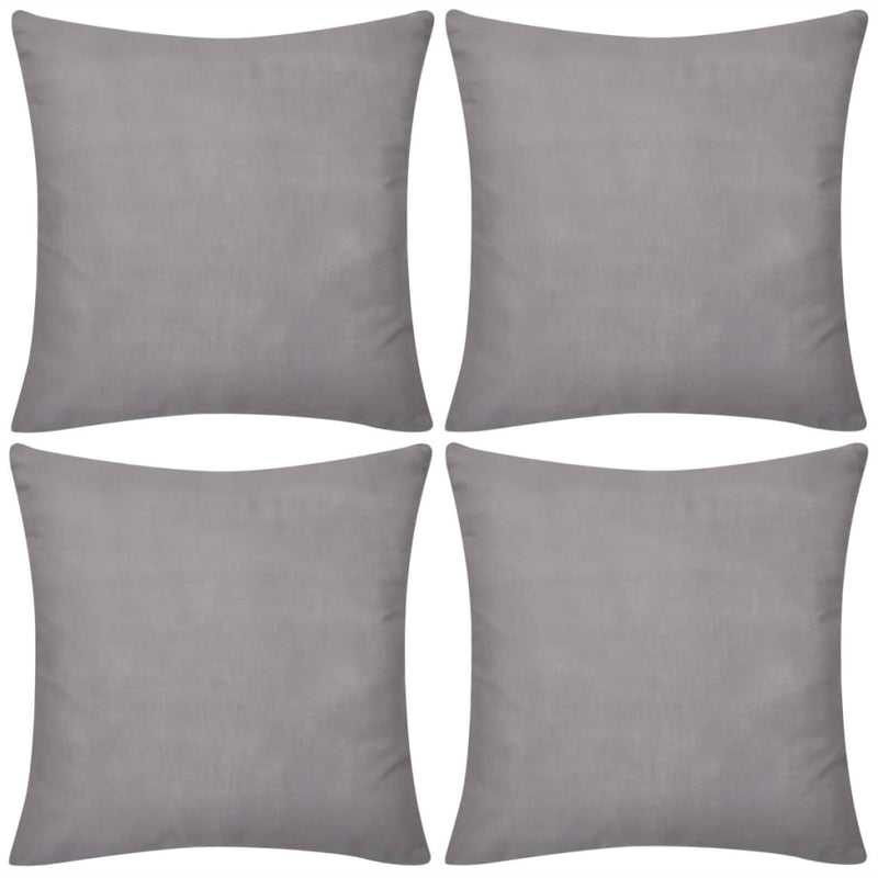 vidaXL 4 Grey Cushion Covers Cotton 40 x 40 cm