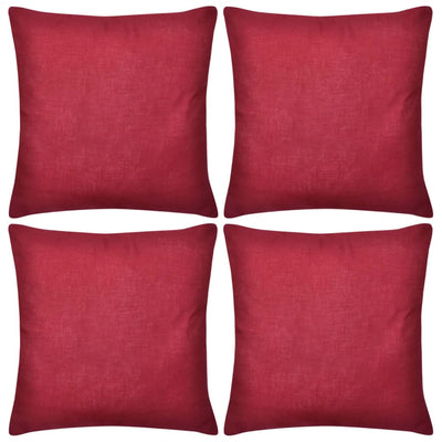 vidaXL 4 Burgundy Cushion Covers Cotton 50 x 50 cm