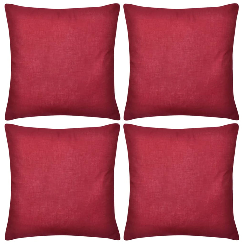 vidaXL 4 Burgundy Cushion Covers Cotton 50 x 50 cm