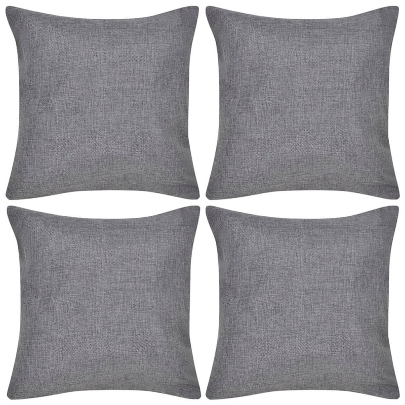 vidaXL 4 Anthracite Cushion Covers Linen-look 40 x 40 cm