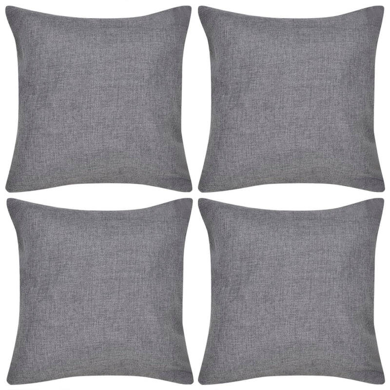 vidaXL 4 Anthracite Cushion Covers Linen-look 50 x 50 cm