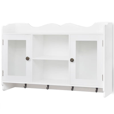 vidaXL Wall Cabinet Display Shelf Book/DVD/Glass Storage White MDF