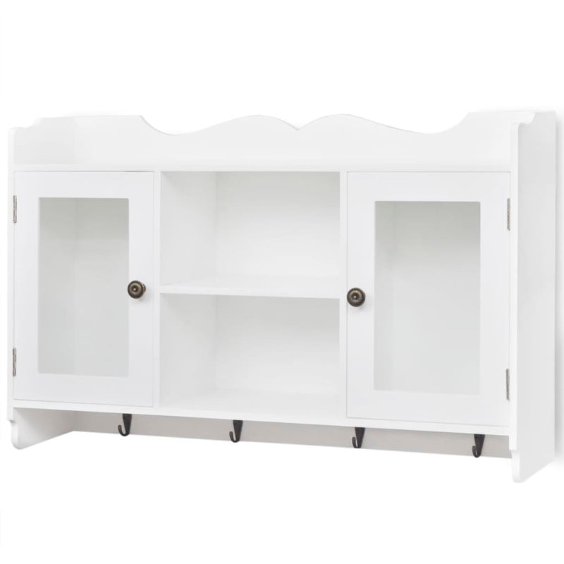 vidaXL Wall Cabinet Display Shelf Book/DVD/Glass Storage White MDF
