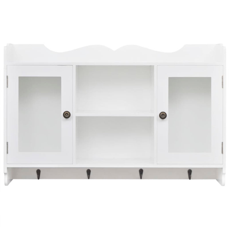 vidaXL Wall Cabinet Display Shelf Book/DVD/Glass Storage White MDF