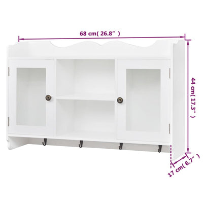 vidaXL Wall Cabinet Display Shelf Book/DVD/Glass Storage White MDF