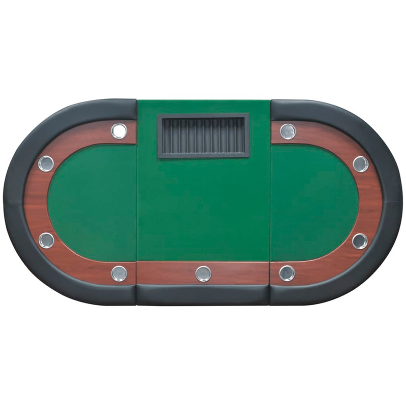 vidaXL 10-Player Poker Table with Dealer Area and Chip Tray Green