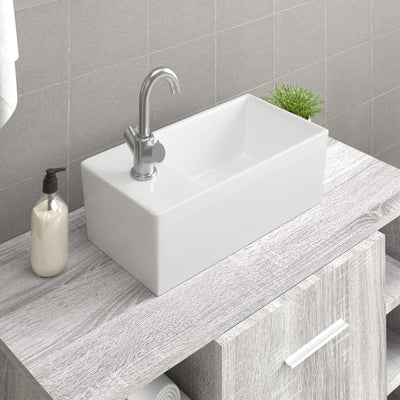vidaXL Wash Basin White 48x25x15 cm Ceramic