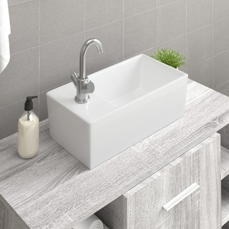 vidaXL Wash Basin White 48x25x15 cm Ceramic