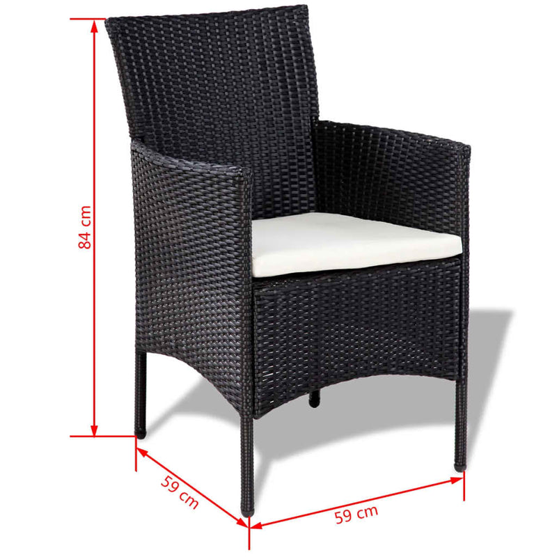 vidaXL 4 Piece Garden lounge Set with Cushions Poly Rattan Black