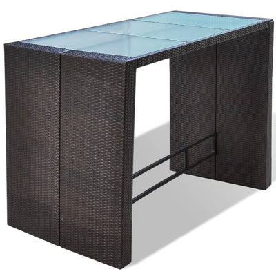 vidaXL 7 Piece Garden Bar Set with Cushions Poly Rattan Black