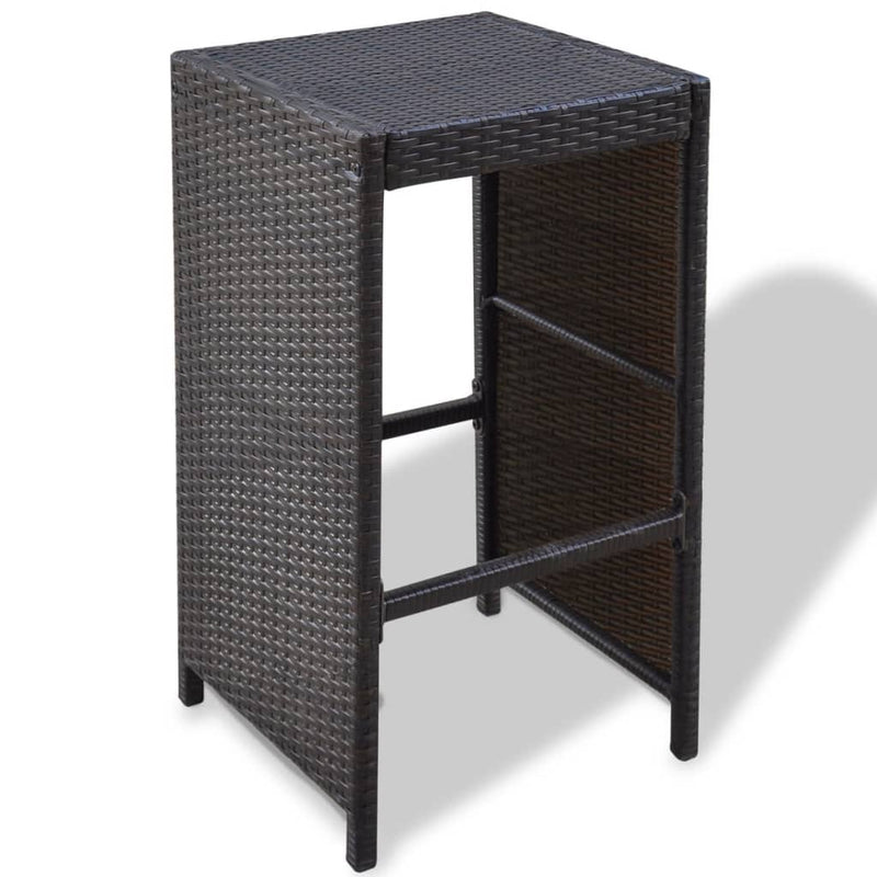 vidaXL 7 Piece Garden Bar Set with Cushions Poly Rattan Black