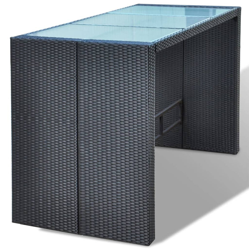 vidaXL 7 Piece Garden Bar Set with Cushions Poly Rattan Black