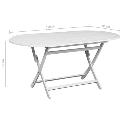 vidaXL 7 Piece Outdoor Dining Set Solid Acacia Wood White