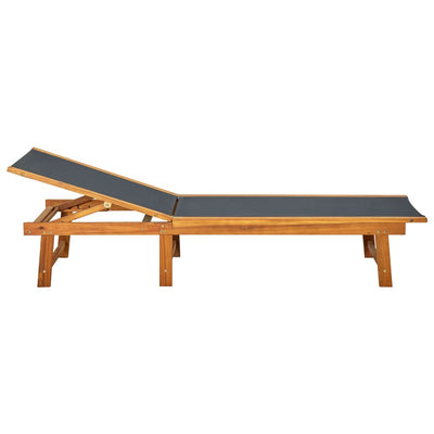vidaXL Sun Lounger with Table Solid Acacia Wood and Textilene