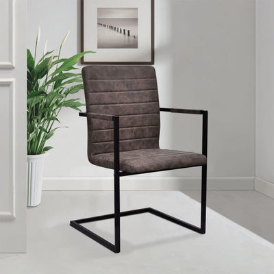 vidaXL Cantilever Dining Chairs 6 pcs Black Faux Leather