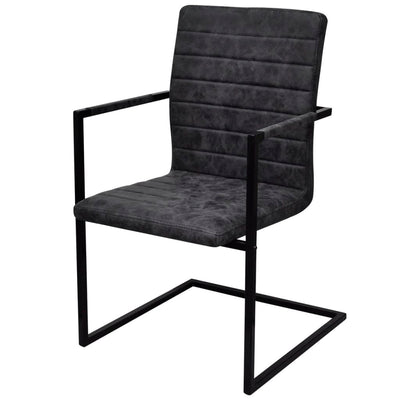 vidaXL Cantilever Dining Chairs 4 pcs Black Faux Leather
