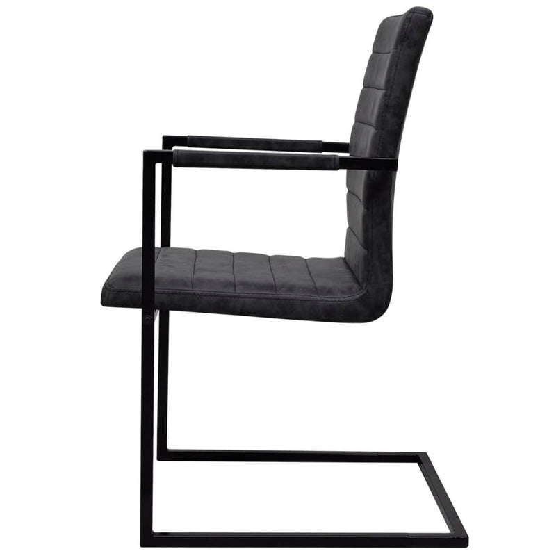vidaXL Cantilever Dining Chairs 4 pcs Black Faux Leather