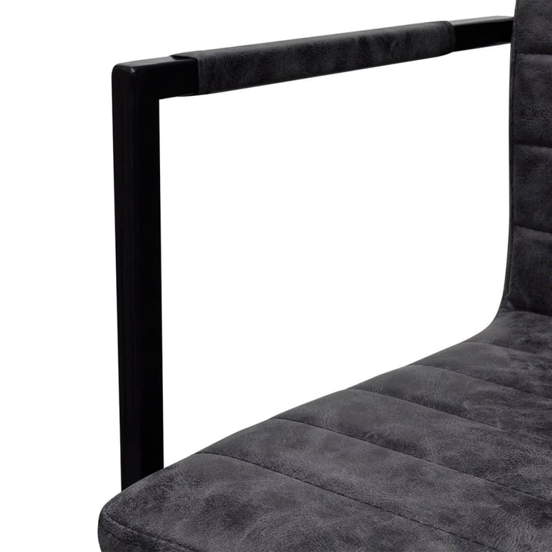 vidaXL Cantilever Dining Chairs 4 pcs Black Faux Leather