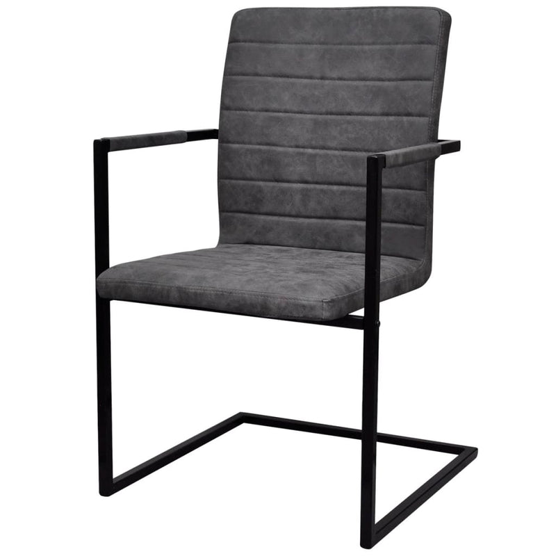 vidaXL Cantilever Dining Chairs 6 pcs Black Faux Leather