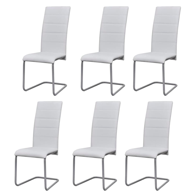 vidaXL Cantilever Dining Chairs 6 pcs Black Faux Leather