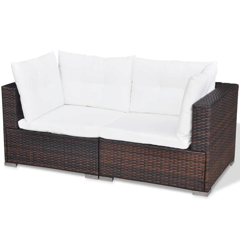 vidaXL 5 Piece Garden Lounge Set with Cushions Poly Rattan Black