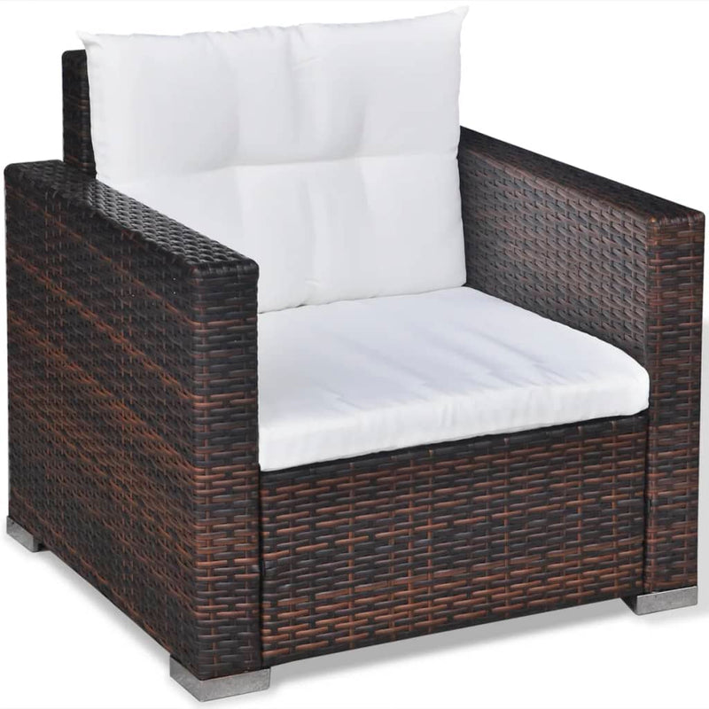 vidaXL 6 Piece Garden Lounge Set with Cushions Poly Rattan Black