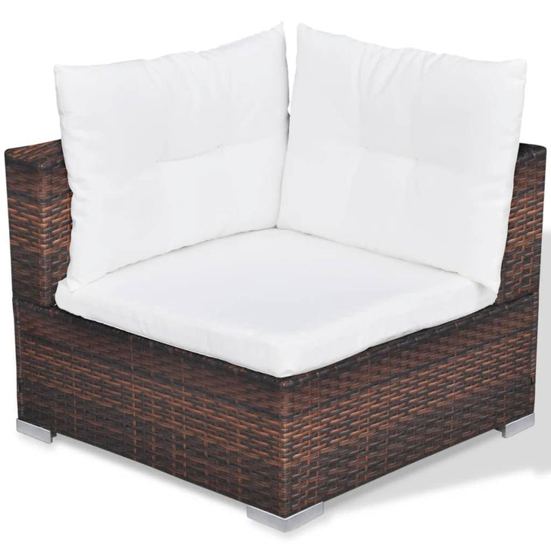 vidaXL 10 Piece Garden Lounge Set with Cushions Poly Rattan Brown