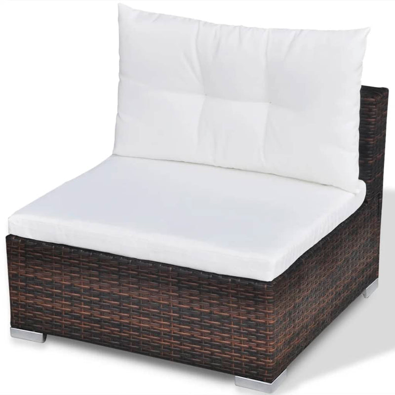 vidaXL 10 Piece Garden Lounge Set with Cushions Poly Rattan Brown
