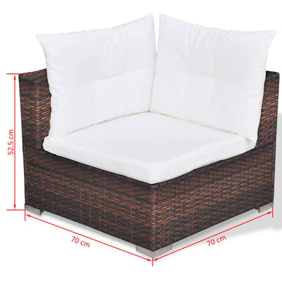 vidaXL 10 Piece Garden Lounge Set with Cushions Poly Rattan Brown