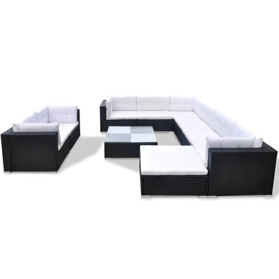 vidaXL 10 Piece Garden Lounge Set with Cushions Poly Rattan Brown