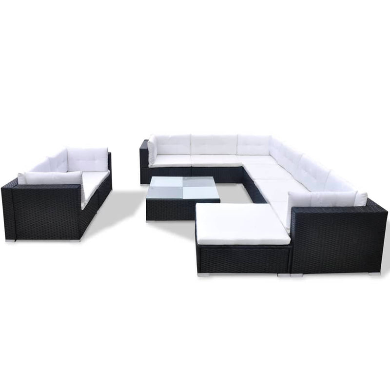 vidaXL 10 Piece Garden Lounge Set with Cushions Poly Rattan Brown