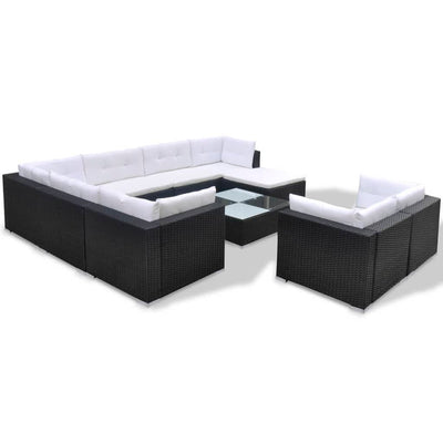 vidaXL 10 Piece Garden Lounge Set with Cushions Poly Rattan Brown