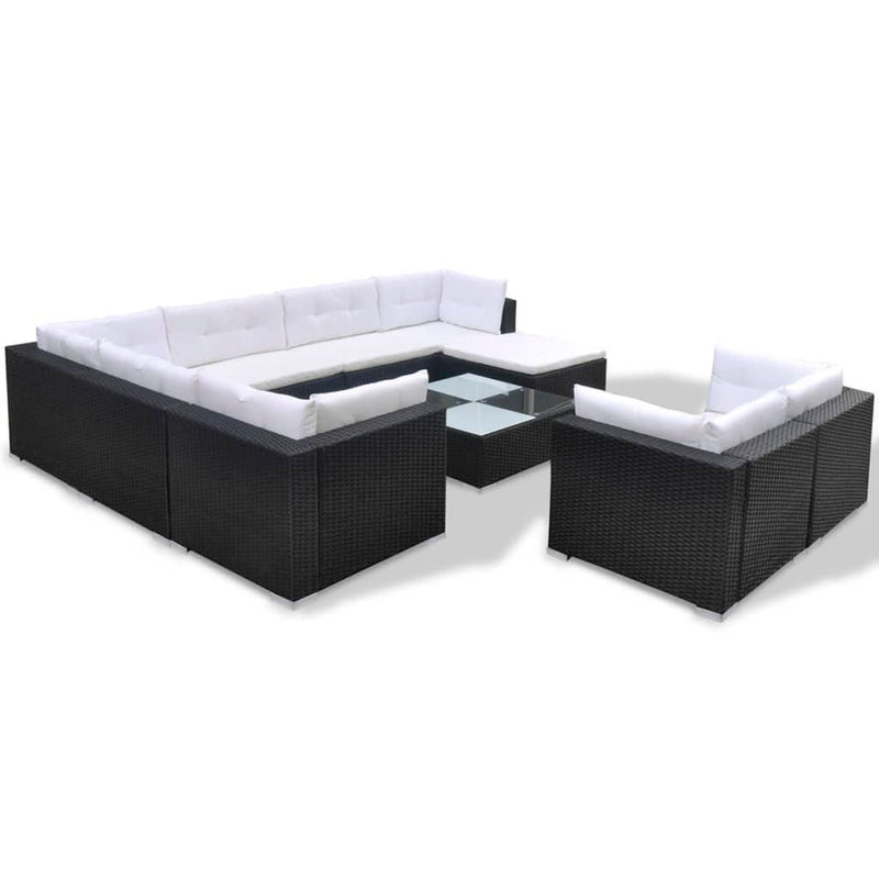 vidaXL 10 Piece Garden Lounge Set with Cushions Poly Rattan Brown