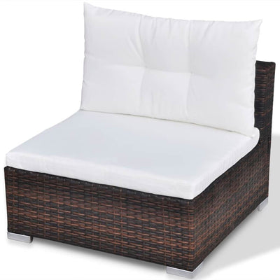 vidaXL 10 Piece Garden Lounge Set with Cushions Poly Rattan Brown
